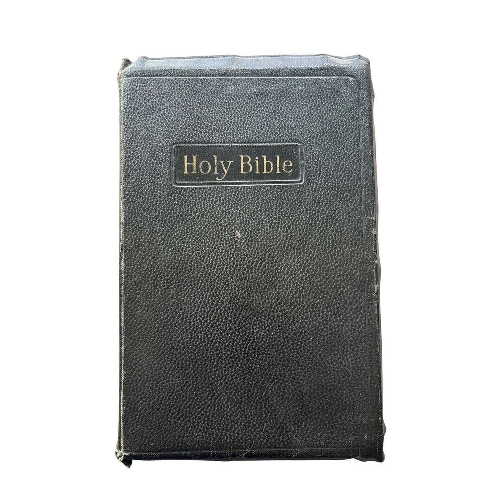 Vintage Holman Holy Bible King James Version KJV Black Leather Illustrated Map